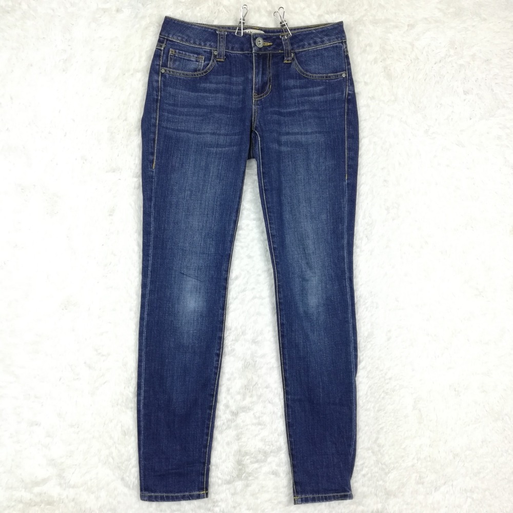 Cabi Womens Jeans Skinny Blue Denim Low Rise Medium Wash Whiskering Stretch 2